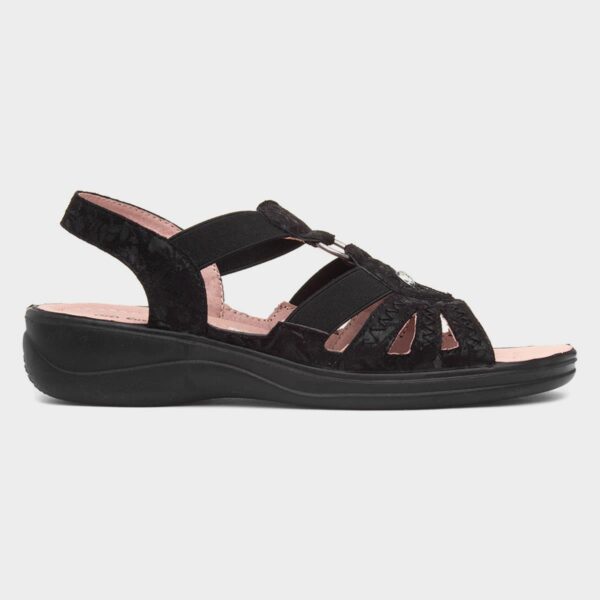 BRAND NEW CUSHIONWALK LUXURY BLACK 4 BUCKLE SANDLAS IN VARIOUS SIZES